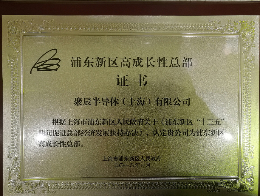  2018年豪运国际被浦东新区人民政府认定为“浦东新区高成长性总部”